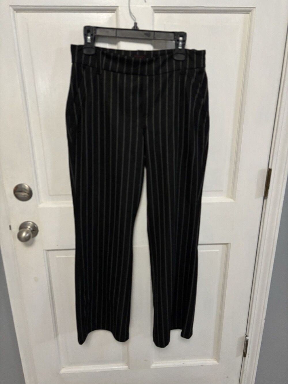 Women’s Lee Stretched Black Striped Dress Pants Size M Business Casual Workwear